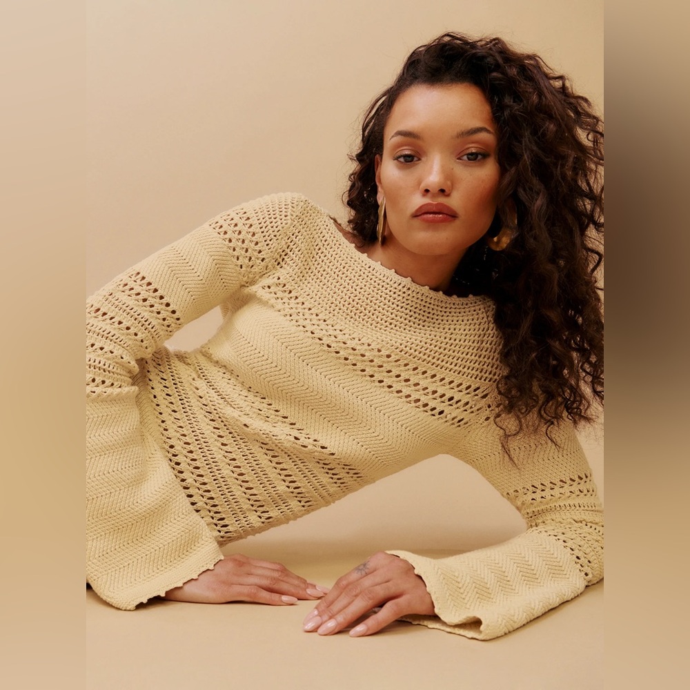 Reformation Inda Crochet Long-Sleeve Mini Dress - Picture 4 of 7